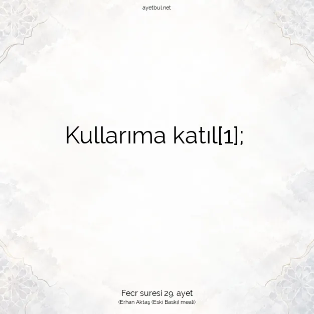 Ayetbul | Kuran Mealleri | Quran | Fecr suresi 29. ayet