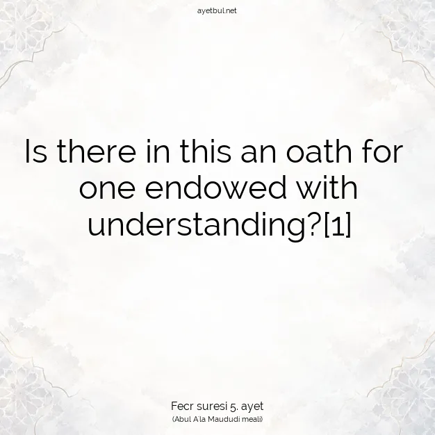 Ayetbul | Kuran Mealleri | Quran | Fecr suresi 5. ayet
