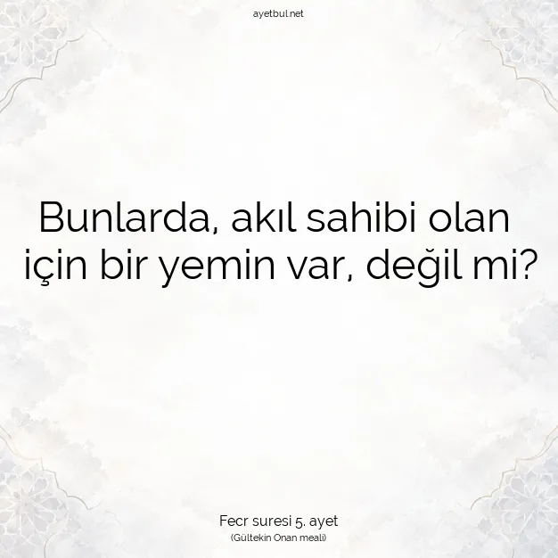 Ayetbul | Kuran Mealleri | Quran | Fecr suresi 5. ayet