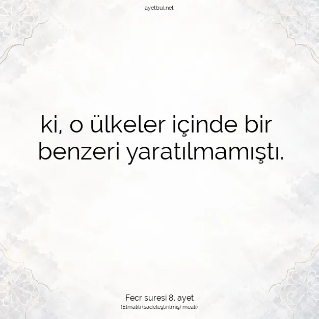 Ayetbul | Kuran Mealleri | Quran | Fecr suresi 8. ayet