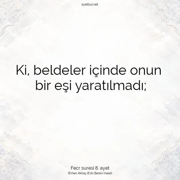 Ayetbul | Kuran Mealleri | Quran | Fecr suresi 8. ayet