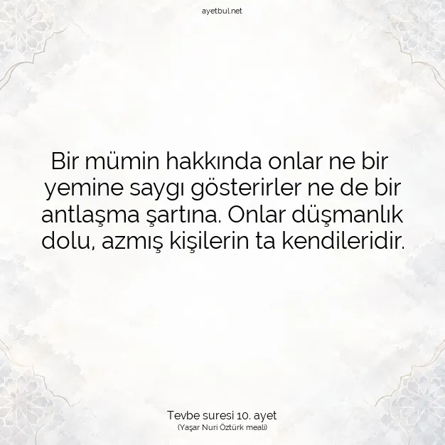 Ayetbul | Kuran Mealleri | Quran | Tevbe suresi 10. ayet