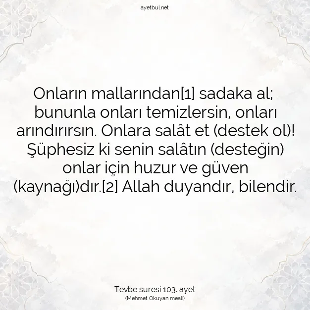Ayetbul | Kuran Mealleri | Quran | Tevbe suresi 103. ayet