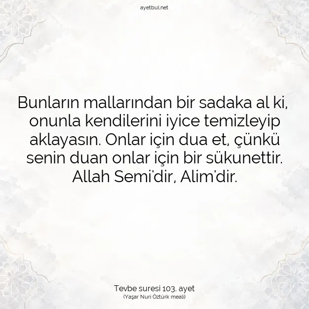 Ayetbul | Kuran Mealleri | Quran | Tevbe suresi 103. ayet