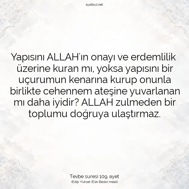 Ayetbul | Kuran Mealleri | Quran | Tevbe suresi 109. ayet