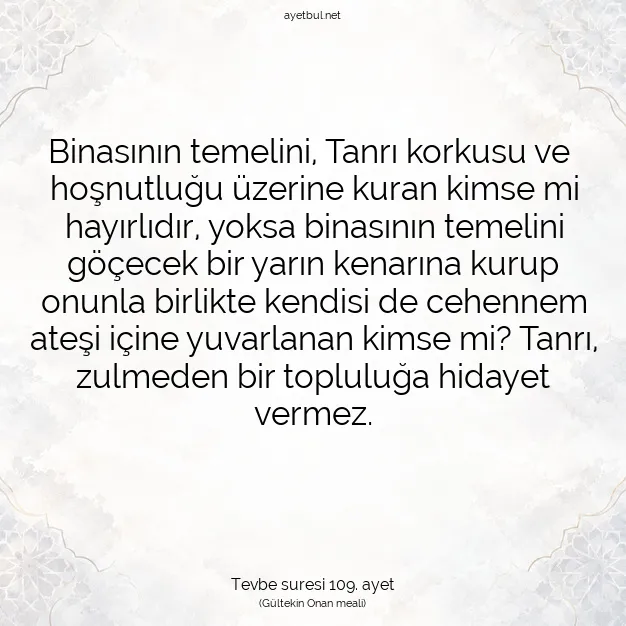 Ayetbul | Kuran Mealleri | Quran | Tevbe suresi 109. ayet