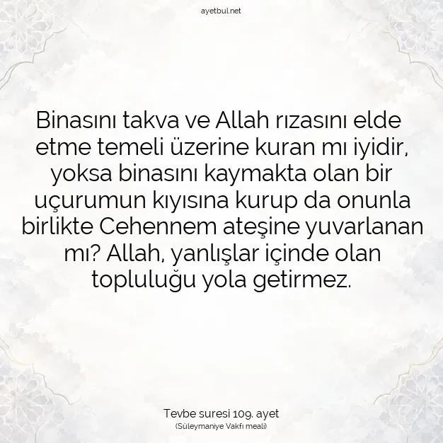 Ayetbul | Kuran Mealleri | Quran | Tevbe suresi 109. ayet