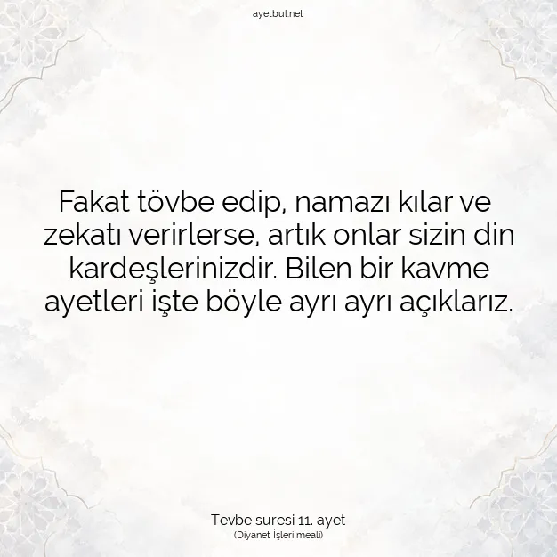 Ayetbul | Kuran Mealleri | Quran | Tevbe suresi 11. ayet