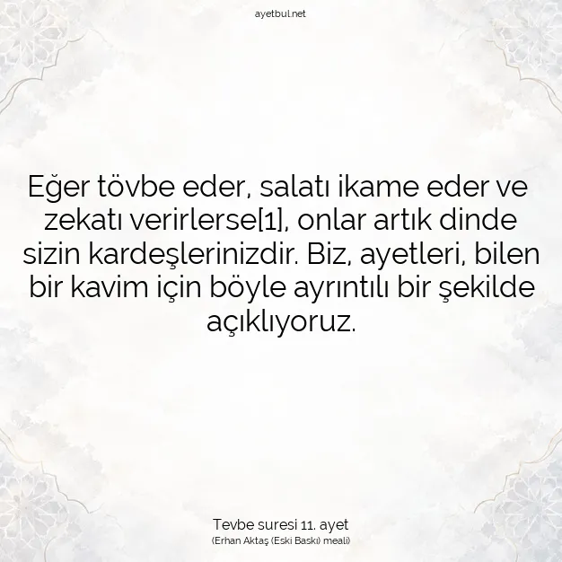 Ayetbul | Kuran Mealleri | Quran | Tevbe suresi 11. ayet
