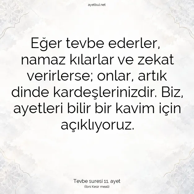 Ayetbul | Kuran Mealleri | Quran | Tevbe suresi 11. ayet