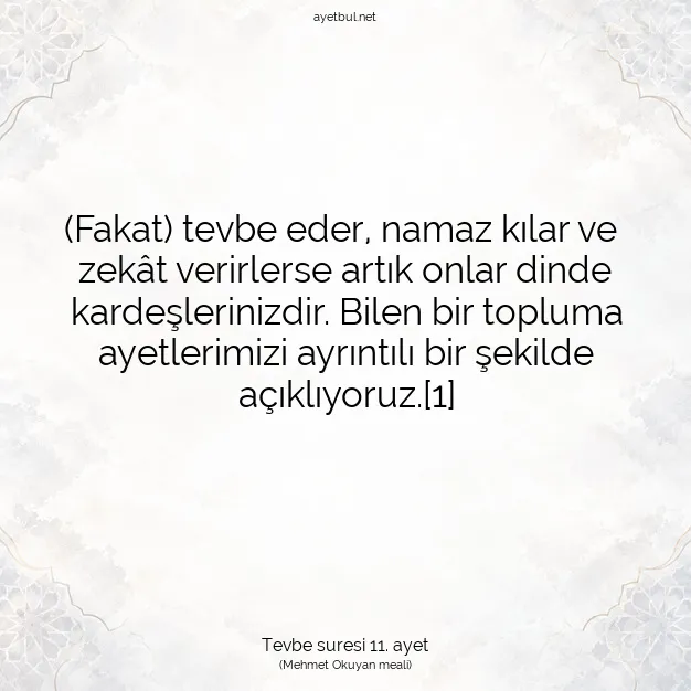 Ayetbul | Kuran Mealleri | Quran | Tevbe suresi 11. ayet