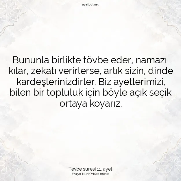 Ayetbul | Kuran Mealleri | Quran | Tevbe suresi 11. ayet