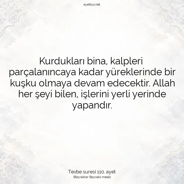 Ayetbul | Kuran Mealleri | Quran | Tevbe suresi 110. ayet