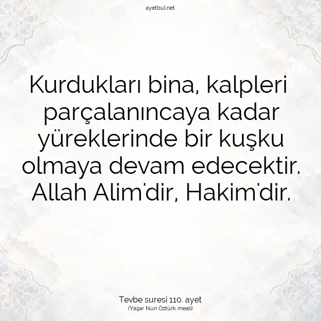 Ayetbul | Kuran Mealleri | Quran | Tevbe suresi 110. ayet