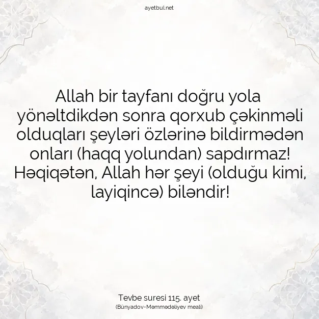 Ayetbul | Kuran Mealleri | Quran | Tevbe suresi 115. ayet