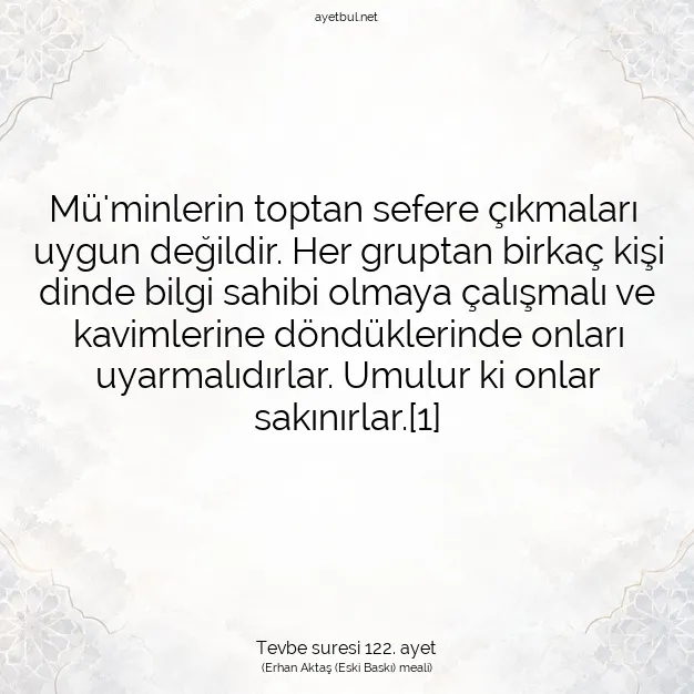 Ayetbul | Kuran Mealleri | Quran | Tevbe suresi 122. ayet