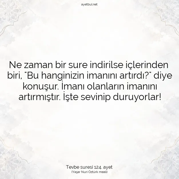 Ayetbul | Kuran Mealleri | Quran | Tevbe suresi 124. ayet