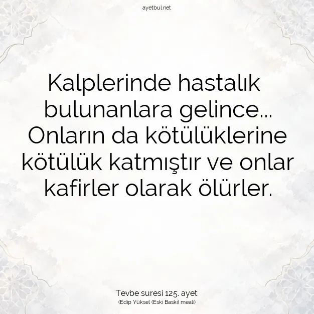 Ayetbul | Kuran Mealleri | Quran | Tevbe suresi 125. ayet