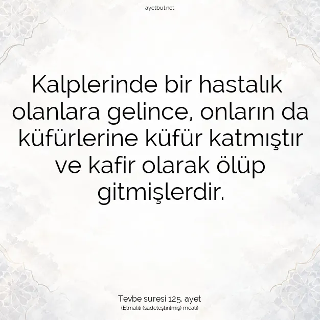 Ayetbul | Kuran Mealleri | Quran | Tevbe suresi 125. ayet