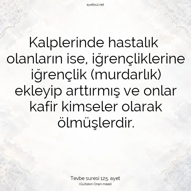 Ayetbul | Kuran Mealleri | Quran | Tevbe suresi 125. ayet