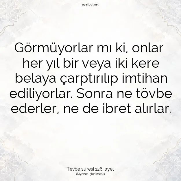 Ayetbul | Kuran Mealleri | Quran | Tevbe suresi 126. ayet