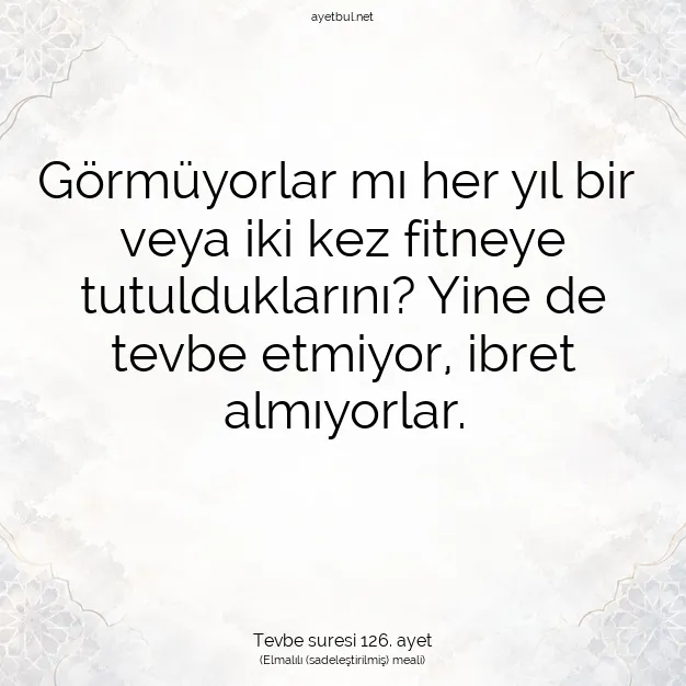 Ayetbul | Kuran Mealleri | Quran | Tevbe suresi 126. ayet