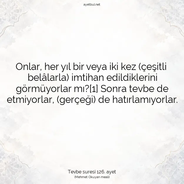 Ayetbul | Kuran Mealleri | Quran | Tevbe suresi 126. ayet
