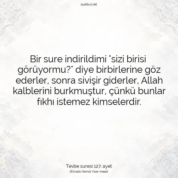 Ayetbul | Kuran Mealleri | Quran | Tevbe suresi 127. ayet
