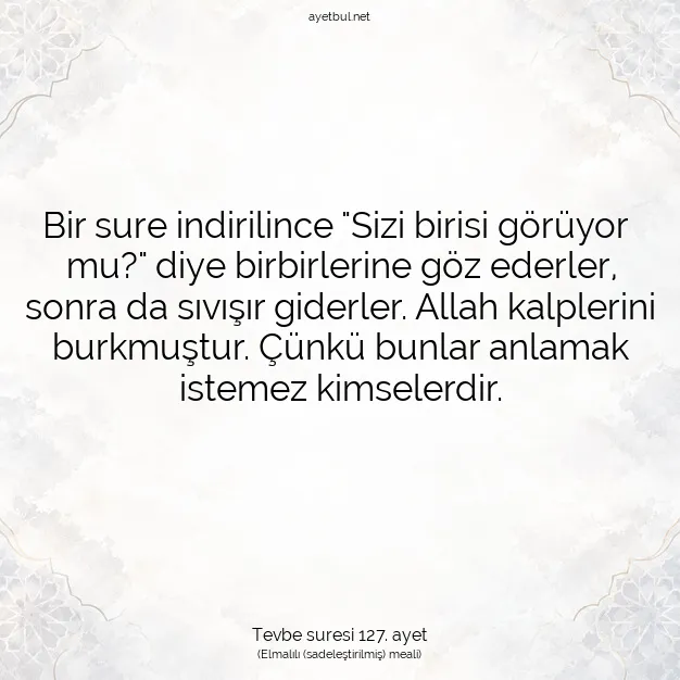 Ayetbul | Kuran Mealleri | Quran | Tevbe suresi 127. ayet
