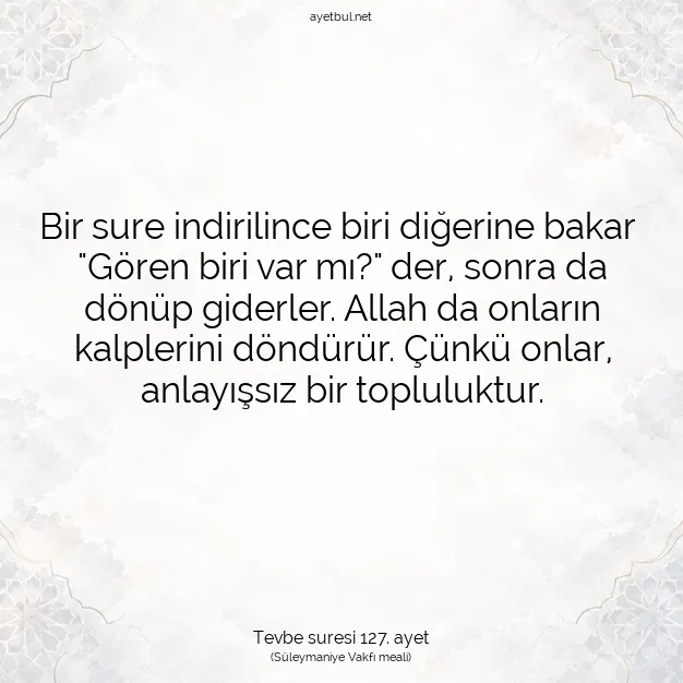 Ayetbul | Kuran Mealleri | Quran | Tevbe suresi 127. ayet