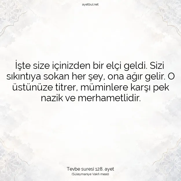 Ayetbul | Kuran Mealleri | Quran | Tevbe suresi 128. ayet