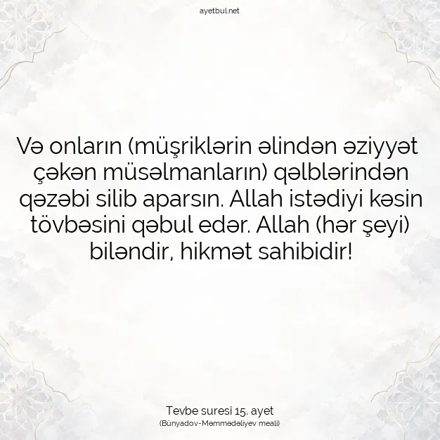 Ayetbul | Kuran Mealleri | Quran | Tevbe suresi 15. ayet