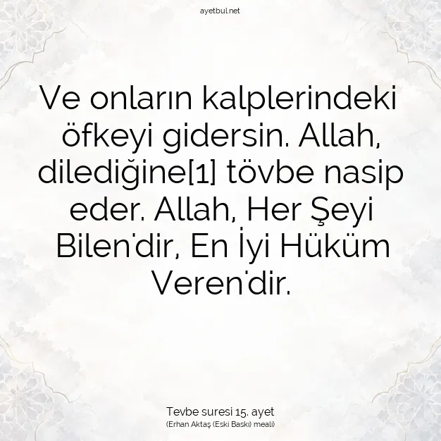 Ayetbul | Kuran Mealleri | Quran | Tevbe suresi 15. ayet