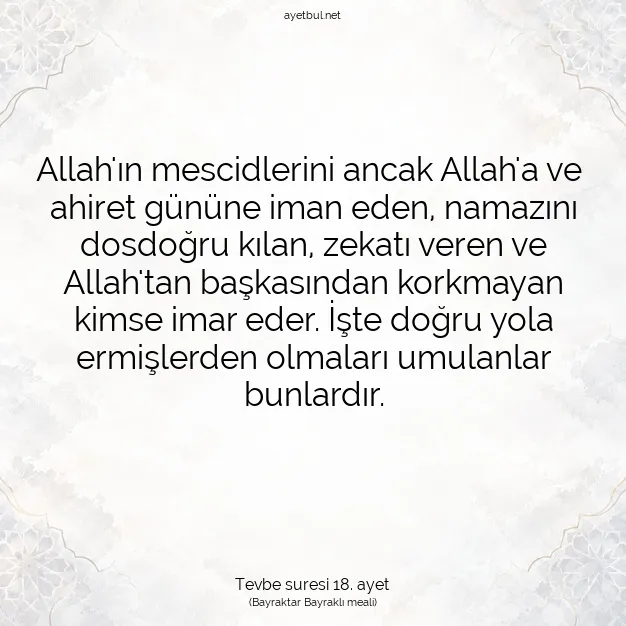 Ayetbul | Kuran Mealleri | Quran | Tevbe suresi 18. ayet