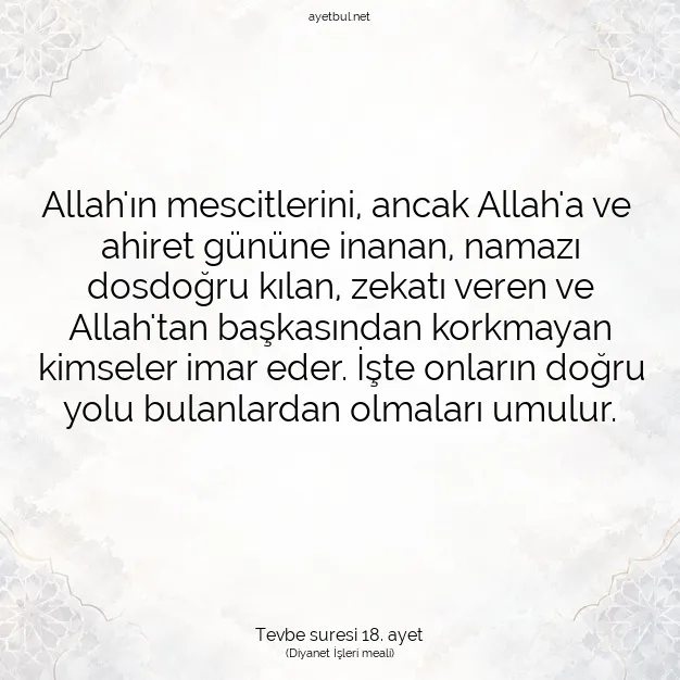 Ayetbul | Kuran Mealleri | Quran | Tevbe suresi 18. ayet