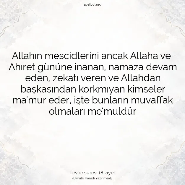 Ayetbul | Kuran Mealleri | Quran | Tevbe suresi 18. ayet
