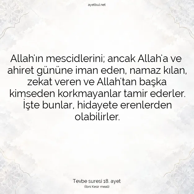 Ayetbul | Kuran Mealleri | Quran | Tevbe suresi 18. ayet