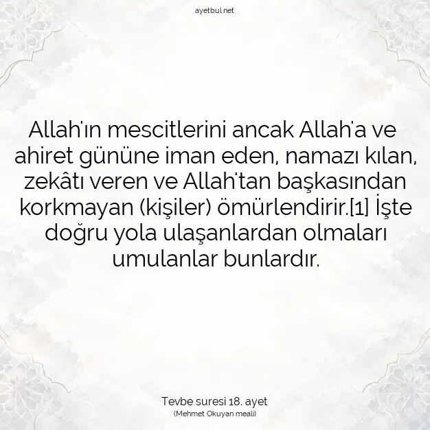 Ayetbul | Kuran Mealleri | Quran | Tevbe suresi 18. ayet