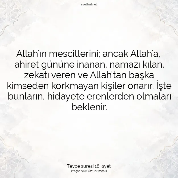 Ayetbul | Kuran Mealleri | Quran | Tevbe suresi 18. ayet