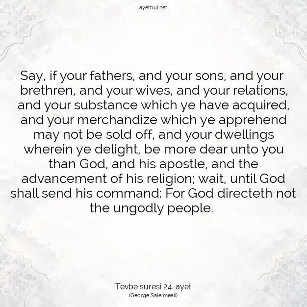 Ayetbul | Kuran Mealleri | Quran | Tevbe suresi 24. ayet