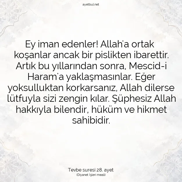 Ayetbul | Kuran Mealleri | Quran | Tevbe suresi 28. ayet
