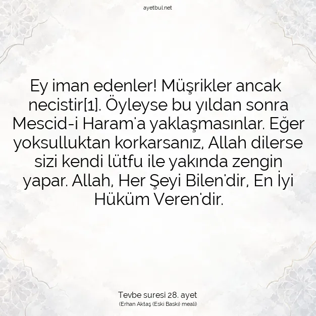 Ayetbul | Kuran Mealleri | Quran | Tevbe suresi 28. ayet