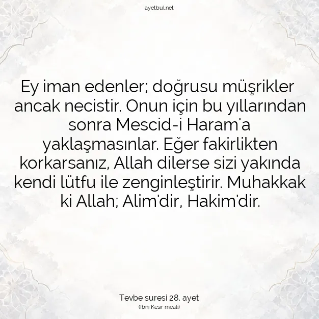 Ayetbul | Kuran Mealleri | Quran | Tevbe suresi 28. ayet