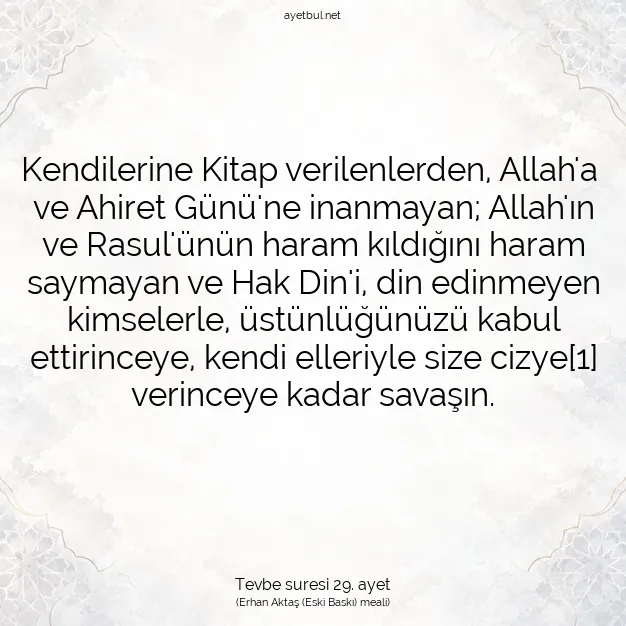 Ayetbul | Kuran Mealleri | Quran | Tevbe suresi 29. ayet
