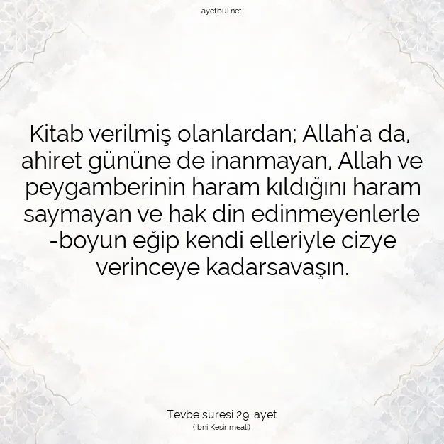 Ayetbul | Kuran Mealleri | Quran | Tevbe suresi 29. ayet