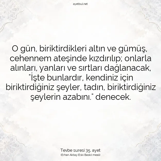 Ayetbul | Kuran Mealleri | Quran | Tevbe suresi 35. ayet