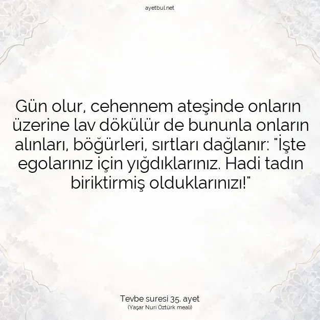 Ayetbul | Kuran Mealleri | Quran | Tevbe suresi 35. ayet