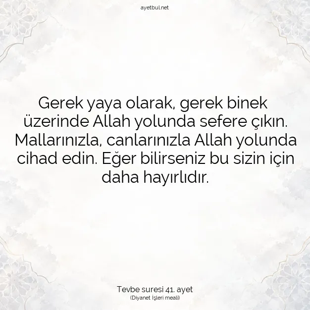 Ayetbul | Kuran Mealleri | Quran | Tevbe suresi 41. ayet