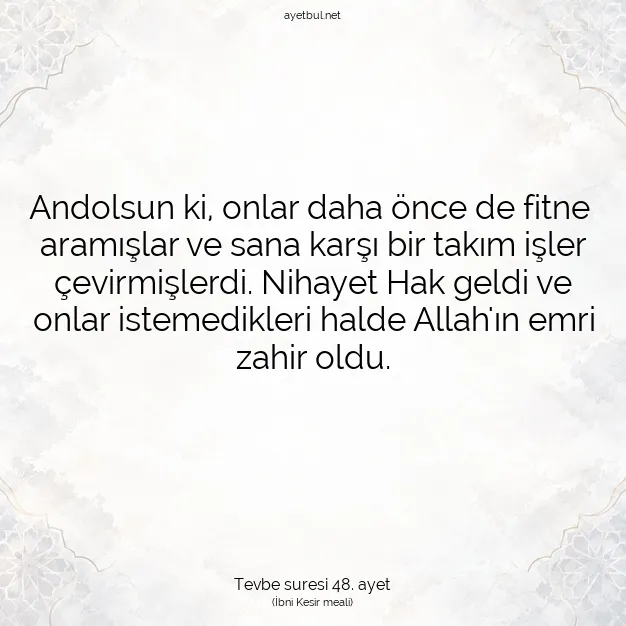Ayetbul | Kuran Mealleri | Quran | Tevbe suresi 48. ayet