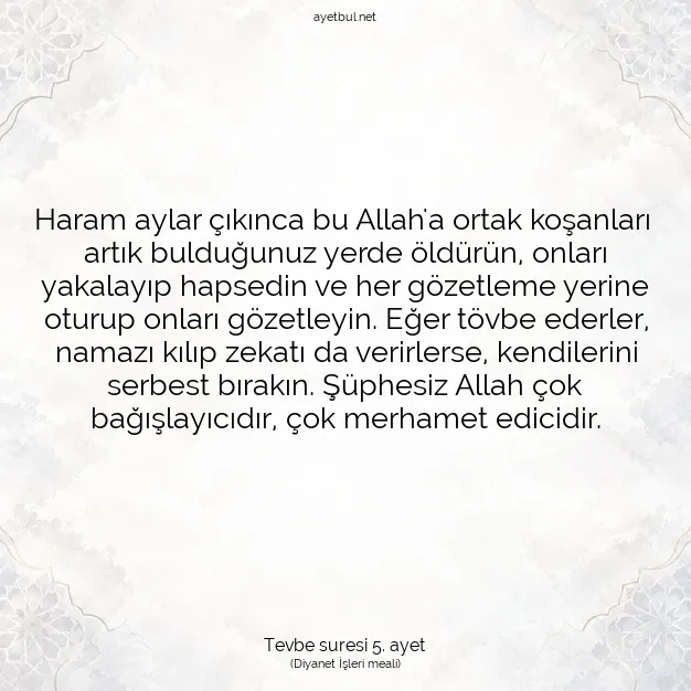 Ayetbul | Kuran Mealleri | Quran | Tevbe suresi 5. ayet